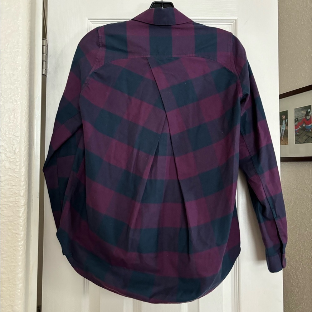 Lululemon | Full Day Ahead Flannel Shirt Plaid Galactic Grape Purple Blue Sz 2 - Picture 2 of 7